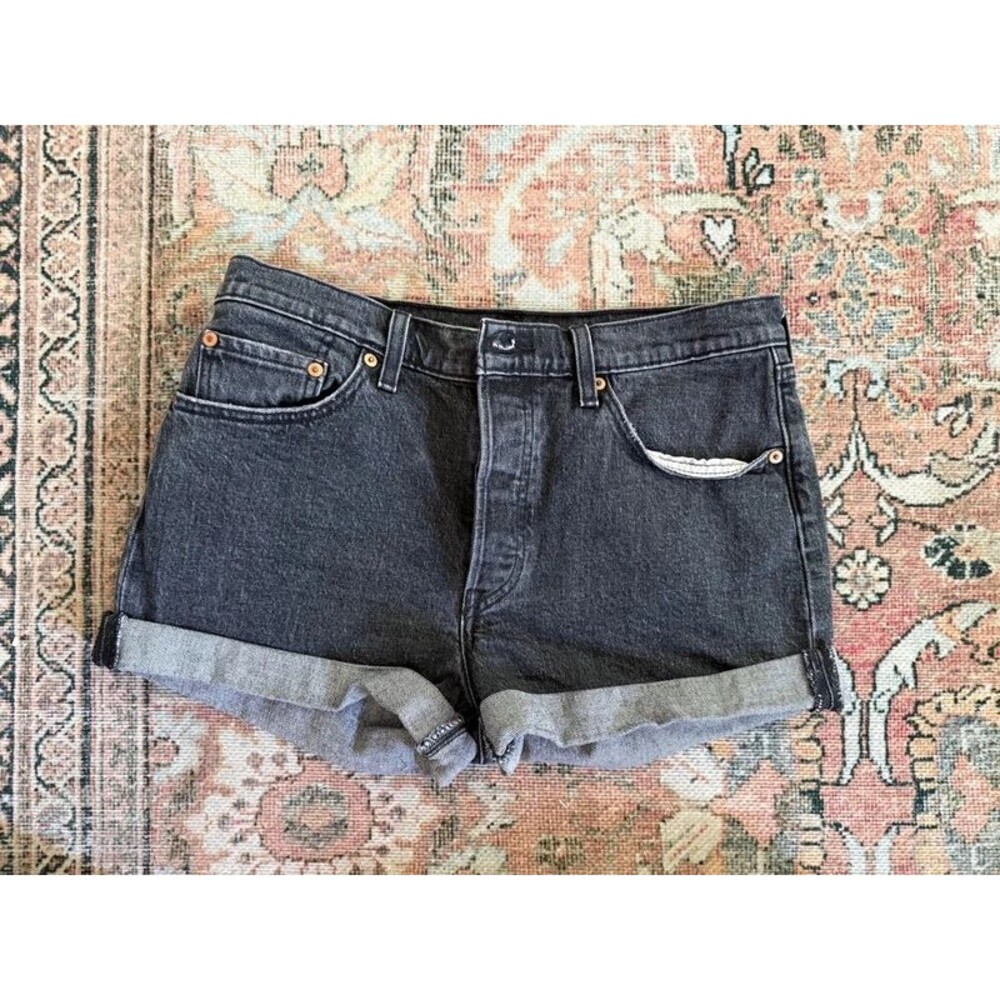 Levi’s Washed Black Rolled Hem Vintage Shorts